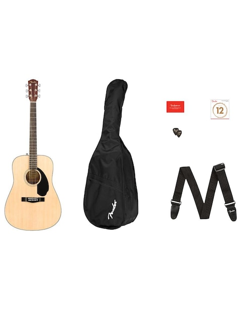 Guitarra Acústica Fender CD-60S Dread Pack V2, Nat WN