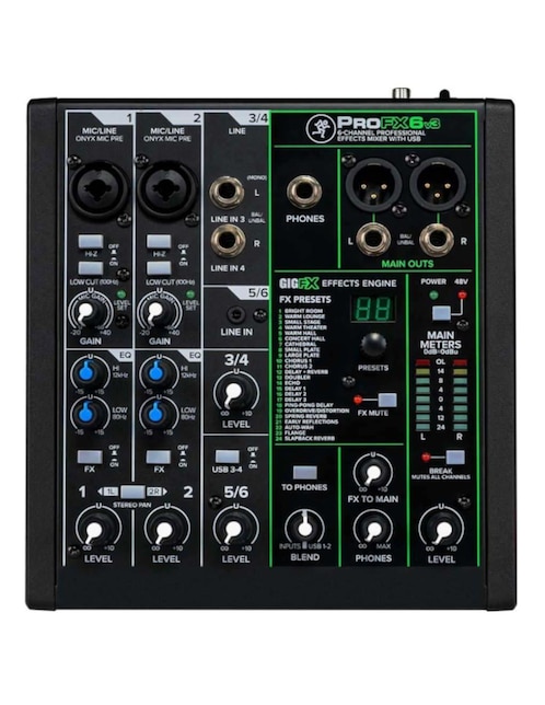 Mezcladora Mackie ProFX6v3 de 6 canales con FX