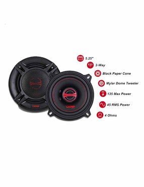 Altavoces DS18 GENX5.25 coaxiales de 2 vías y 135 vatios de 5.25 pulgadas con parrillas de malla de 4 ohmios