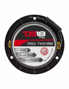 Bullet de Aluminio DS18 Tweeter PRO TWX1 Super de 1 pulgada 240 W máximo 4 ohmios