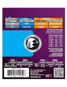 Set cuerdas para guitarra acústica Elixir