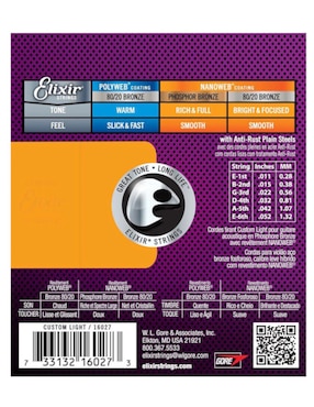 Set cuerdas para guitarra acústica Elixir