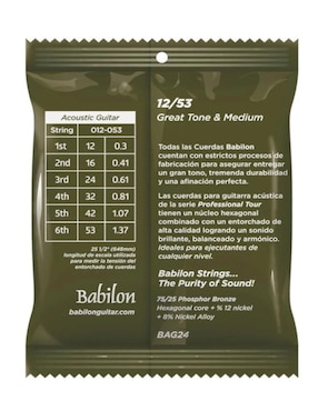 Set Cuerdas para Guitarra Acústica Babilon BAG24/012