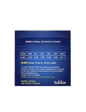 Set de Cuerdas para Guitarra Acústica Babilon 0.009-0.045 85/15 MAG20/009