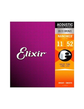 Set Cuerdas Guitarra Acústica Elixir Nanoweb 11-52 11027