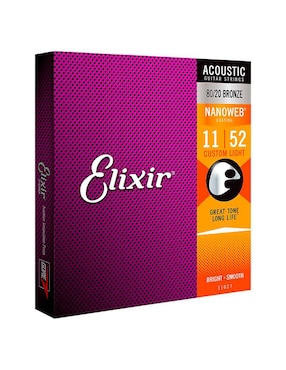 Set Cuerdas Guitarra Acústica Elixir Nanoweb 11-52 11027