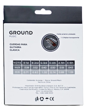 Set cuerdas guitarra clásica Ground Music
