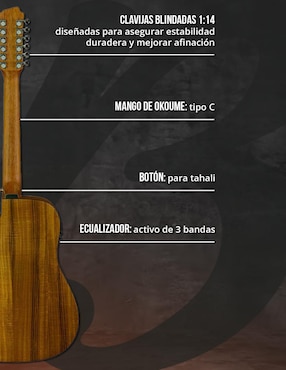 Guitarra electroacústica Bamboo ga-4012-koa-q