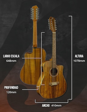Guitarra electroacústica Bamboo ga-4012-koa-q