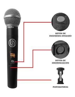 Micrófono profesional Inalámbrico Steelpro uhf-907