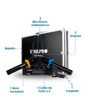 Micrófono profesional Inalámbrico Steelpro uhf-pro9.2