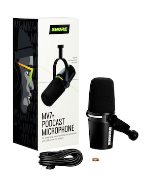 Micrófono portátil alámbrico Shure mv7+