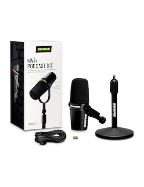 Micrófono portátil alámbrico Shure kit mv7+
