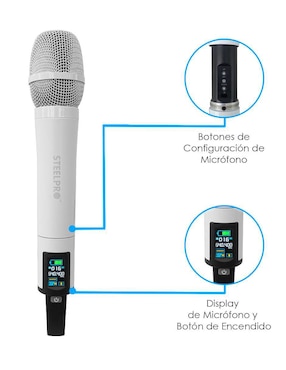 Micrófono profesional Inalámbrico Steelpro uhf-pro120wh