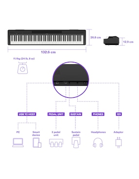 Piano Yamaha P-143BT 88 teclas