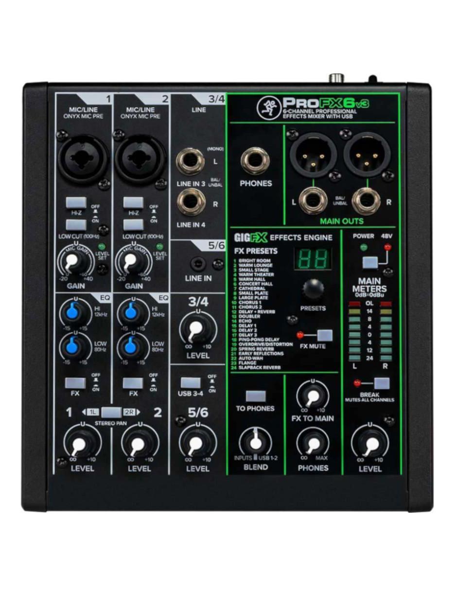 Mezcladora ProFX6v3 de 6 canales con FX