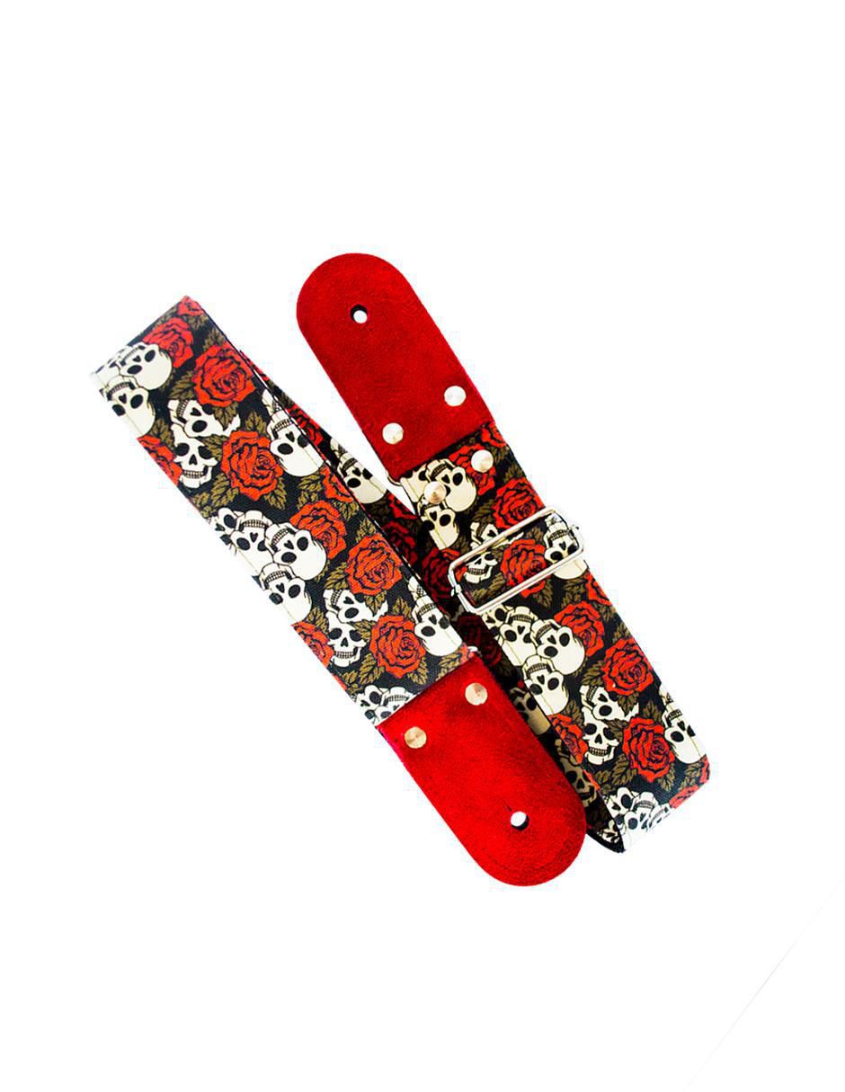 Correa para guitarra o bajo Calaveras y Rosas 3