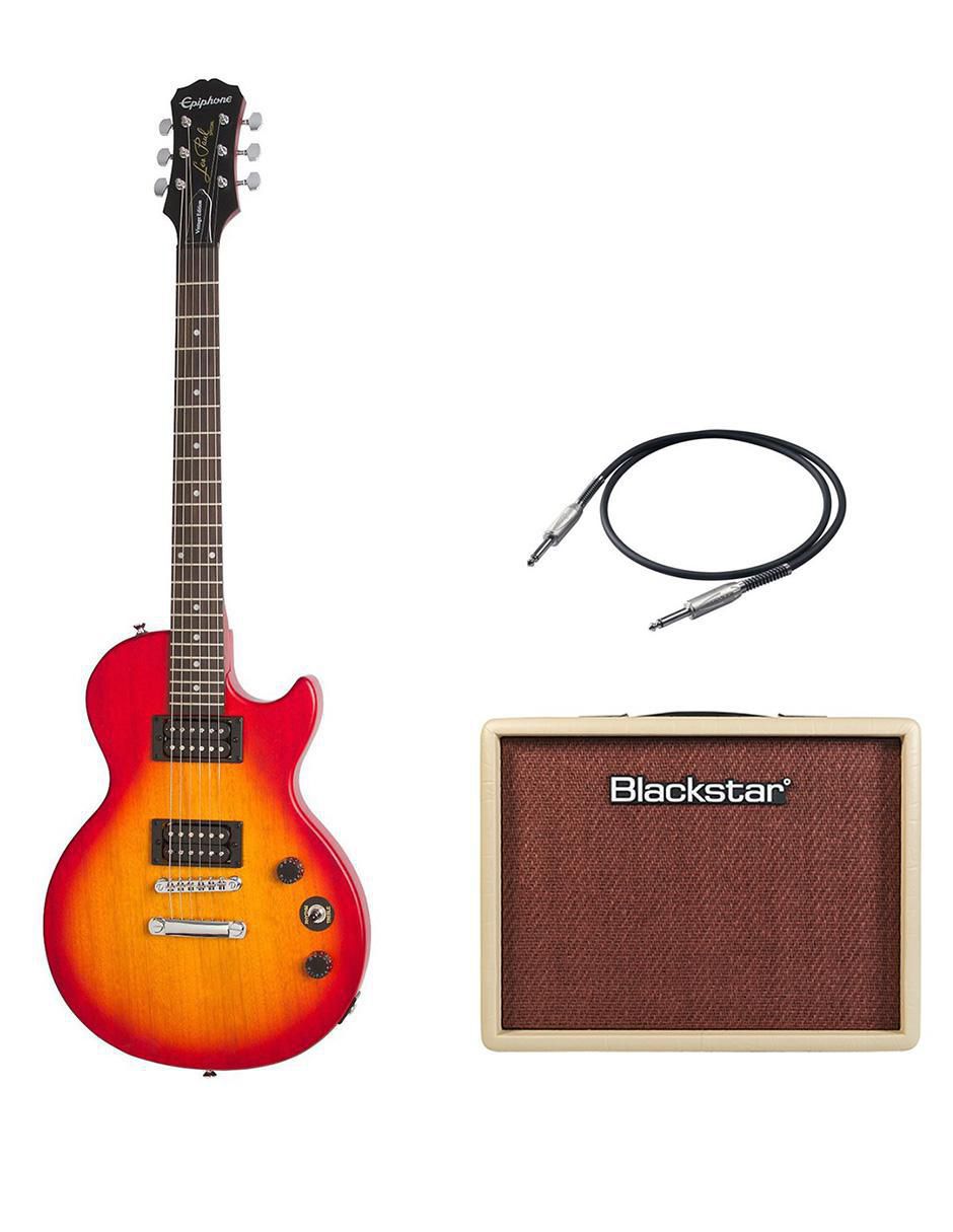 Verdadera guitarra eléctrica roja con amplificador de guitarra